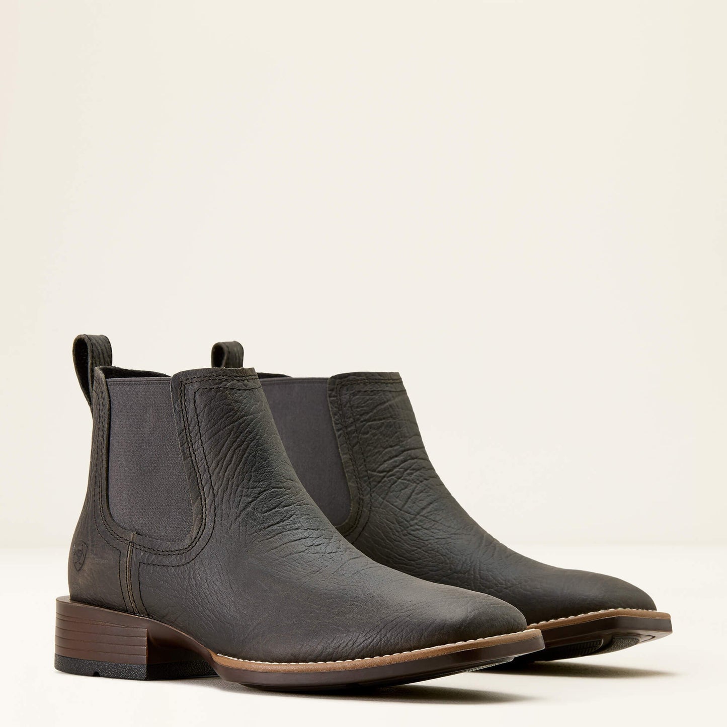 Ariat Booker Chelsea Wide Square Toe Western Boot angled side pair view