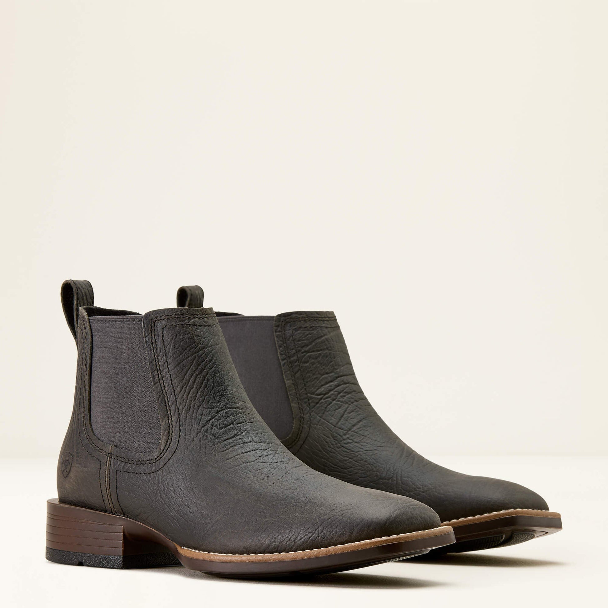 Ariat Booker Chelsea Wide Square Toe Western Boot angled side pair view
