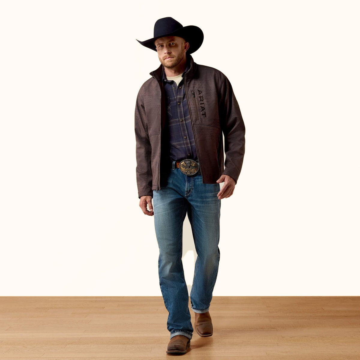 Ariat Patriot Flag brown softshell jacket front view