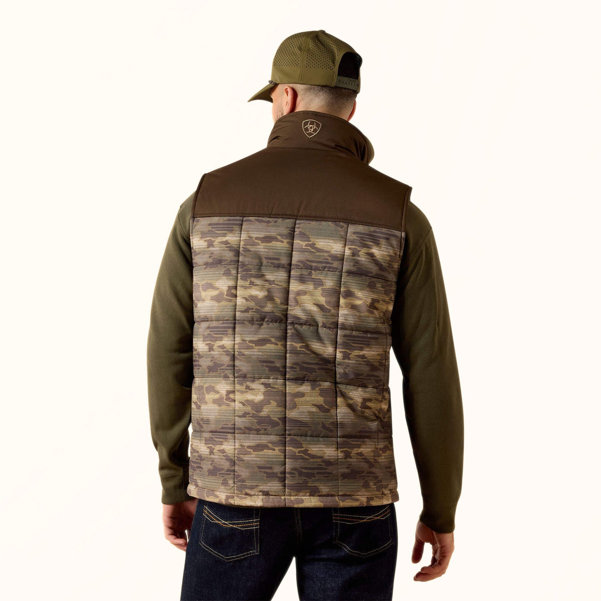 Ariat Crius Insulated Vest in camouflage back view