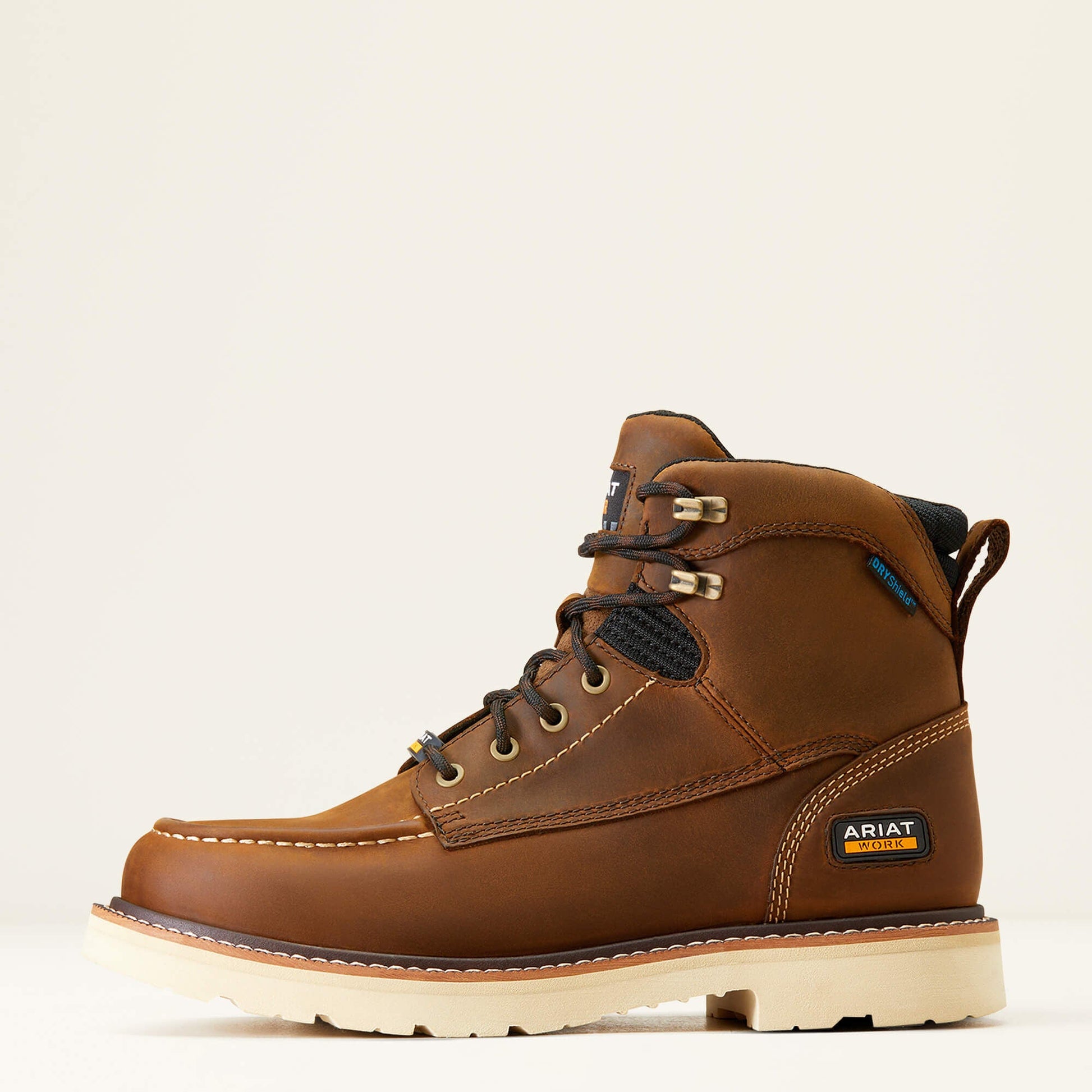 Ariat Rebar Lift 6 inch Waterproof Work Boot side view in brown leather