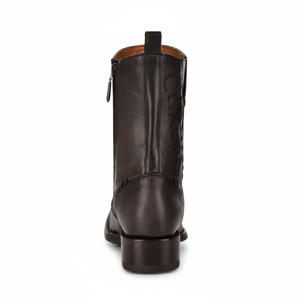 Rear view of Cuadra Maple Deer Laser & Woven Round Boot