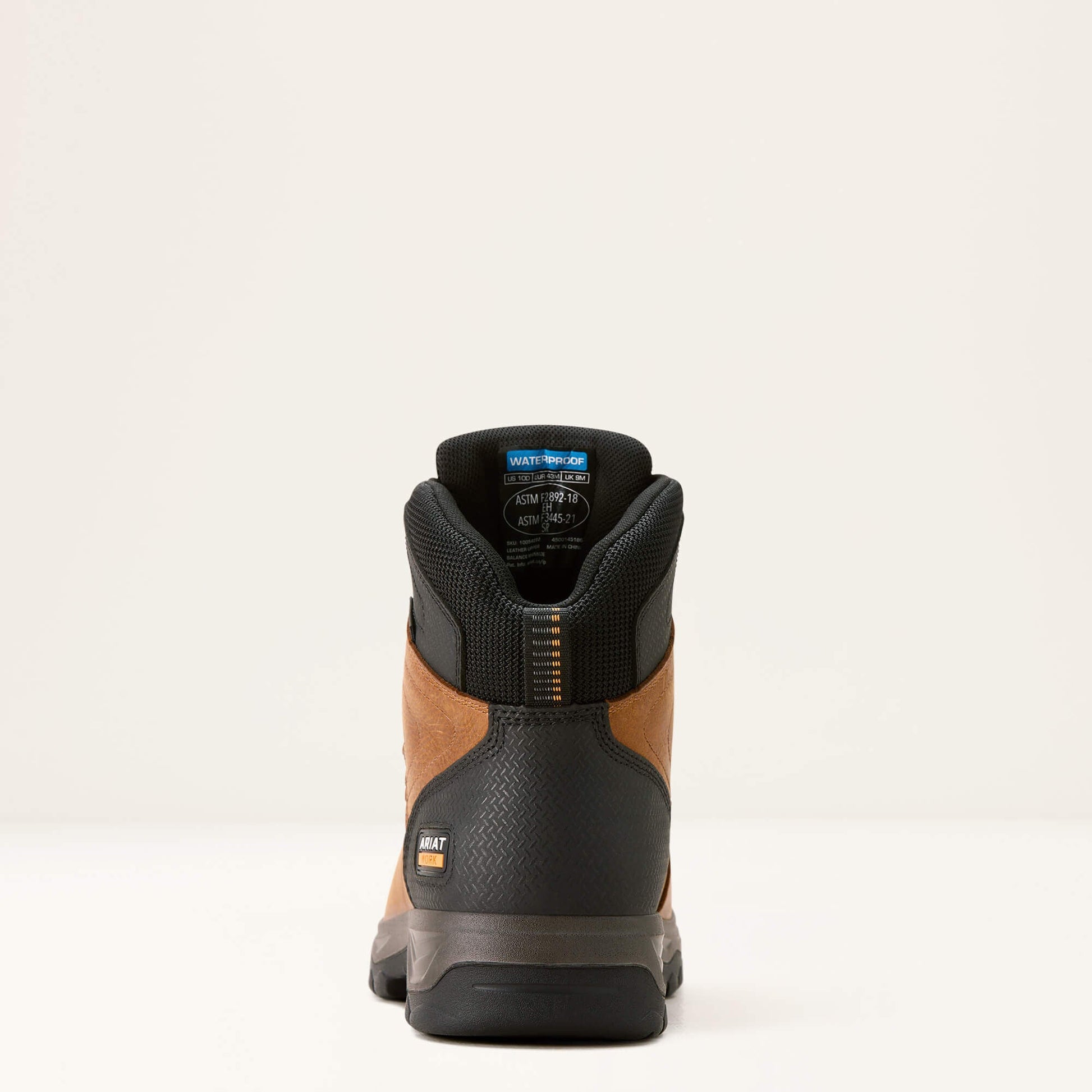 Ariat Turbo Duratread XTR 6 inch Waterproof Work Boot back view with padded collar