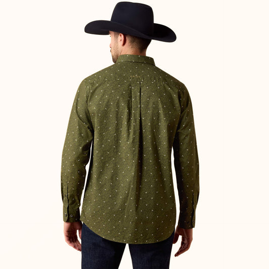 Ariat Chad Classic Fit Shirt green Western print back view