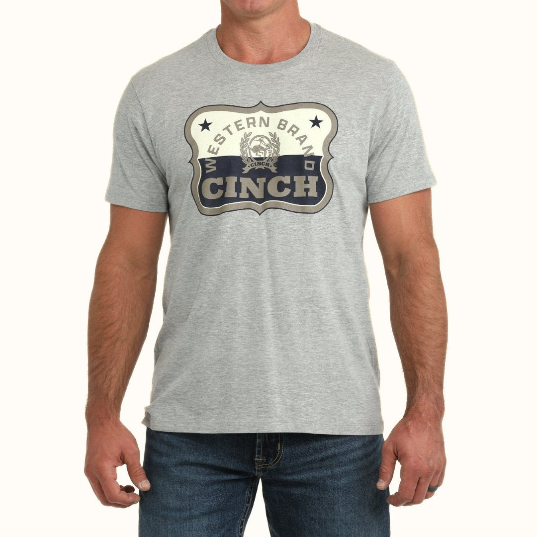 Cinch Men’s Western Logo Graphic T-Shirt in gray front view