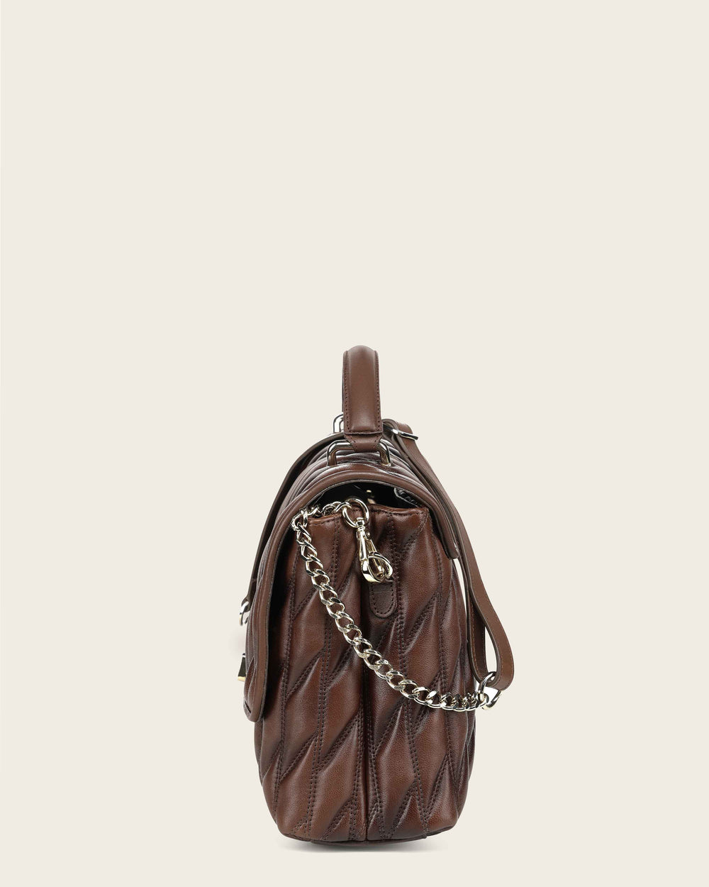 Cuadra Honey Lamb Leather Geometric Shoulder Bag side view
