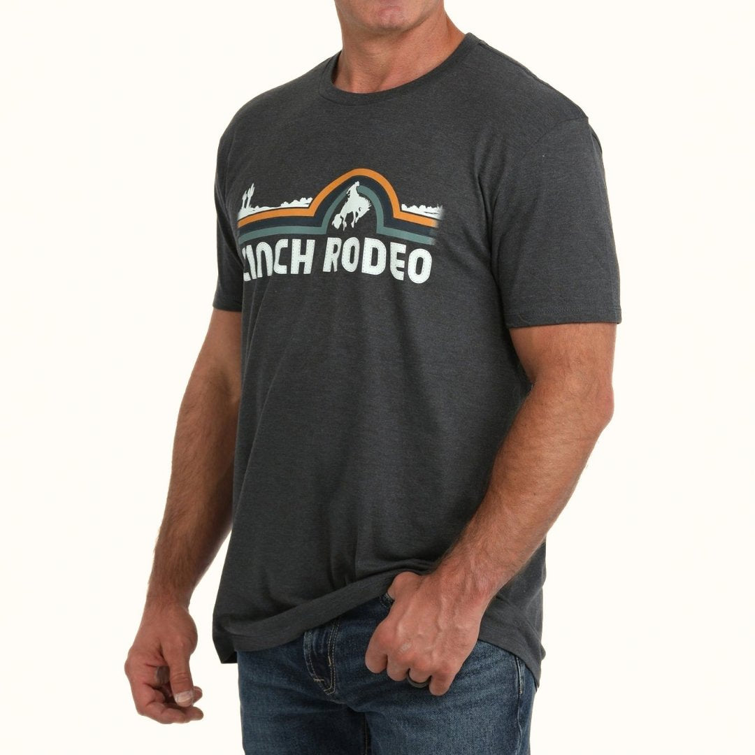 Cinch Men’s Rodeo Graphic T-Shirt in charcoal front angle view