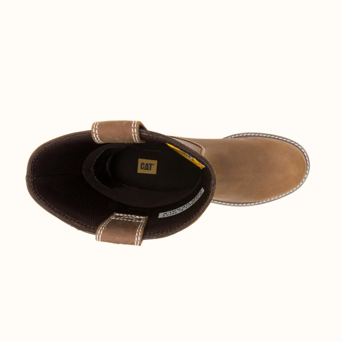 CAT Reclaimer Wedge 10-inch brown waterproof soft toe work boot top view
