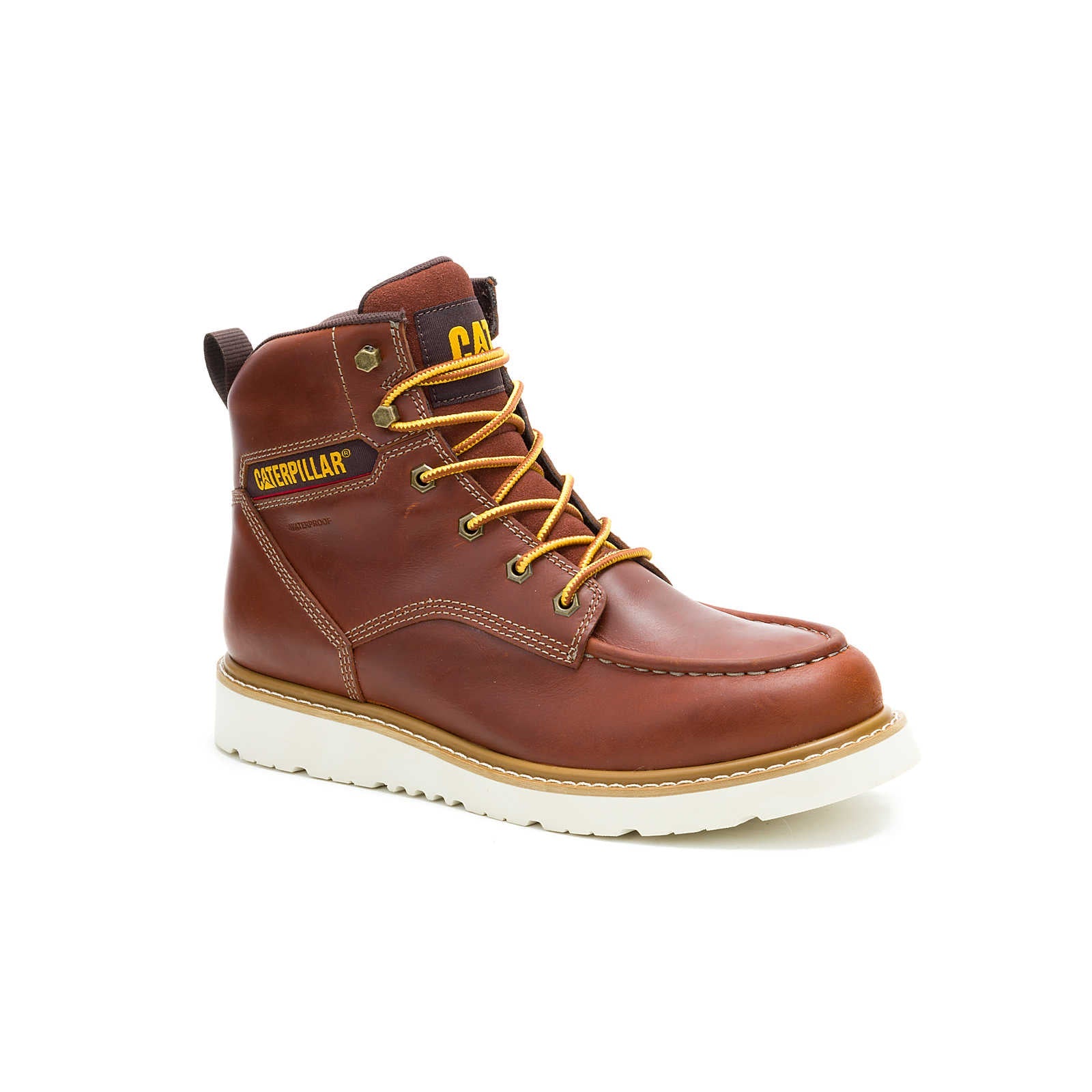 CAT Reclaimer waterproof wedge work boot angled side view