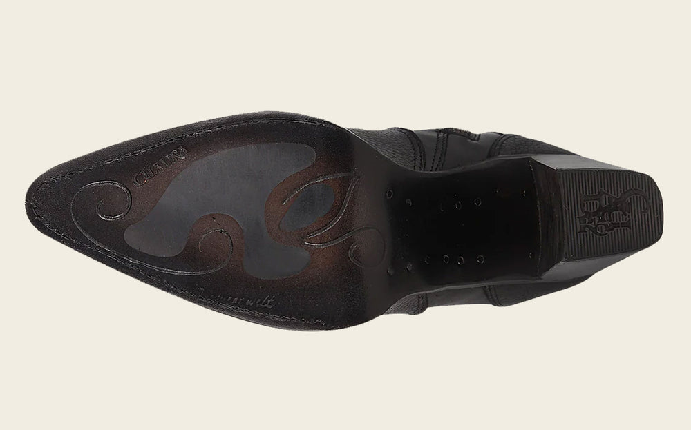 Botines negros de cuero para mujer