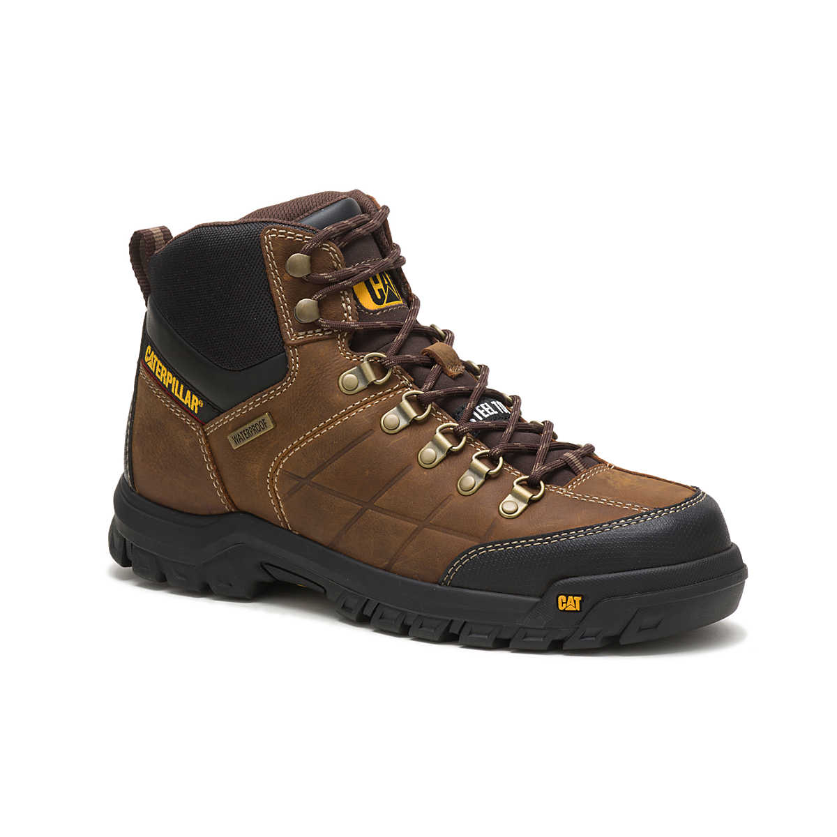 CAT Threshold Waterproof Steel Toe Work Boot angled view