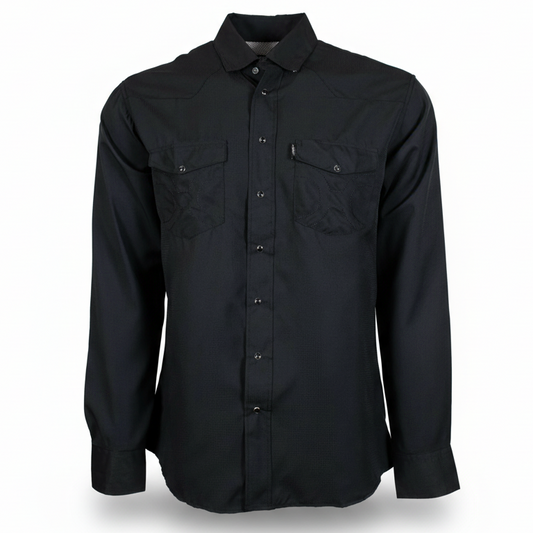 "Sol" Black Long Sleeve Pearl Snap Shirt