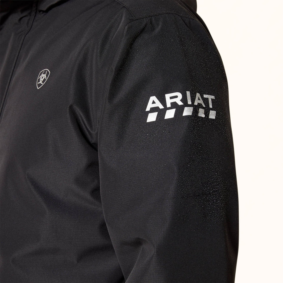 Ariat Rebar Stormshell Waterproof Jacket in black logo view