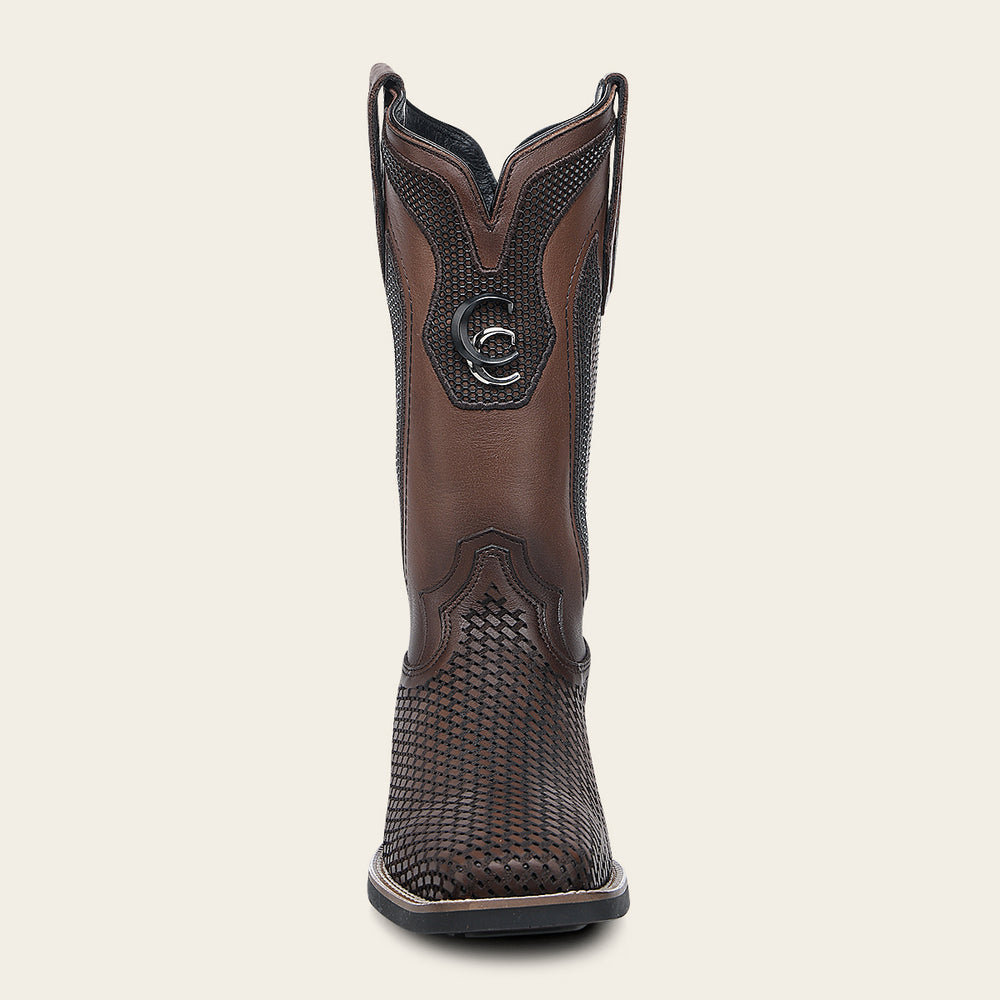 Cuadra Western Rodeo Honey Bovine Boot front view with pull tabs
