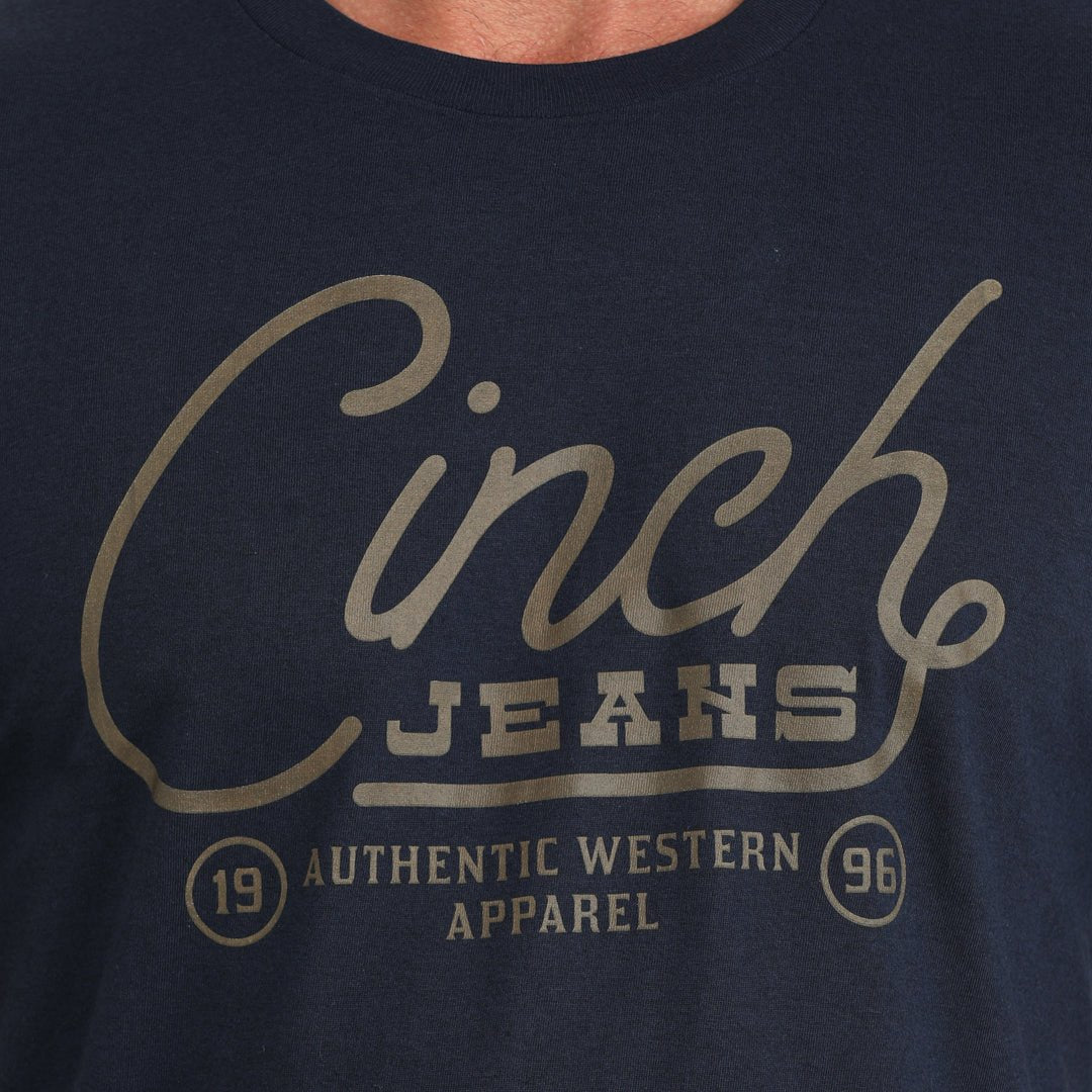 Cinch Men’s Logo Graphic T-Shirt in navy front close-up view