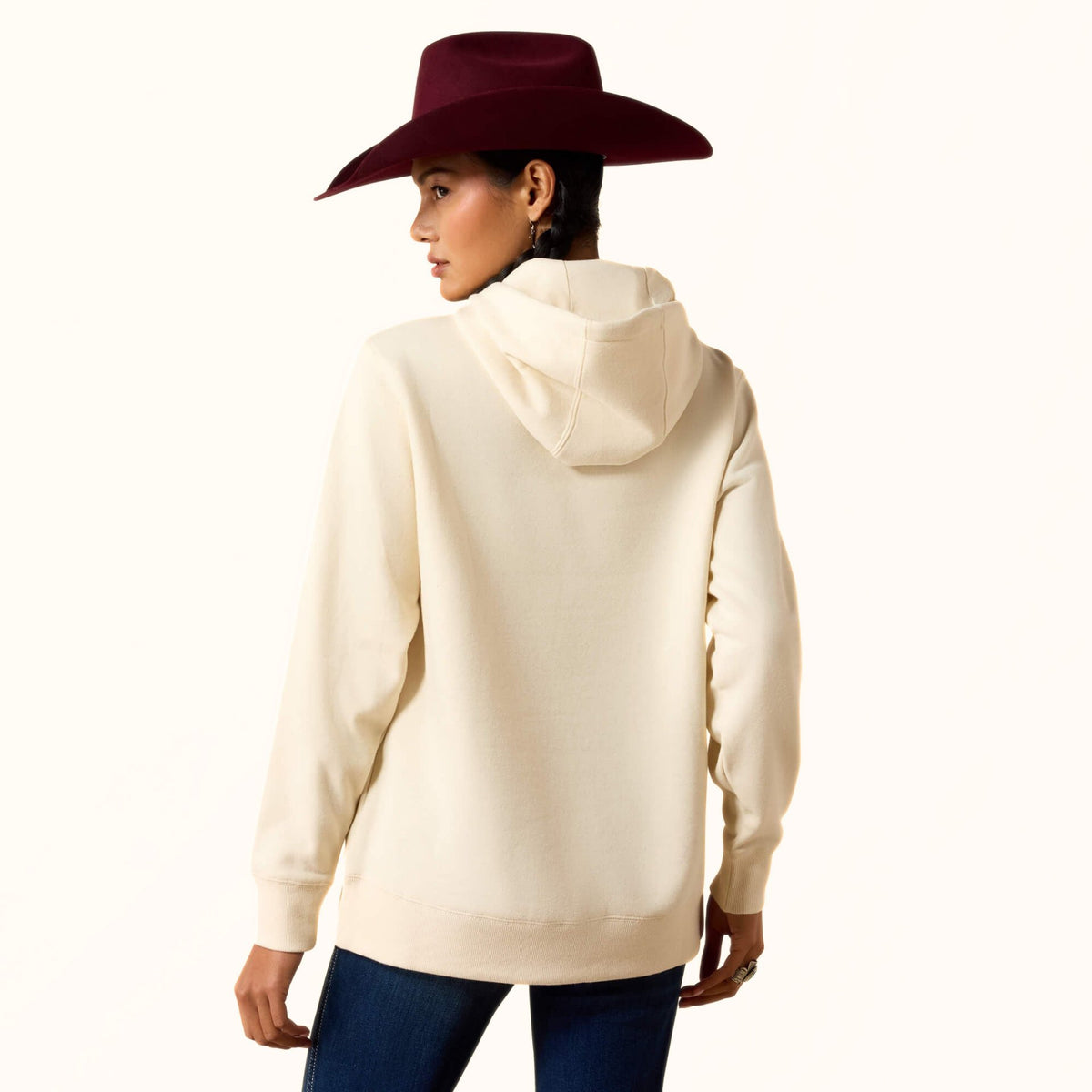 Ariat Wish You Were Here Hoodie in cream back view