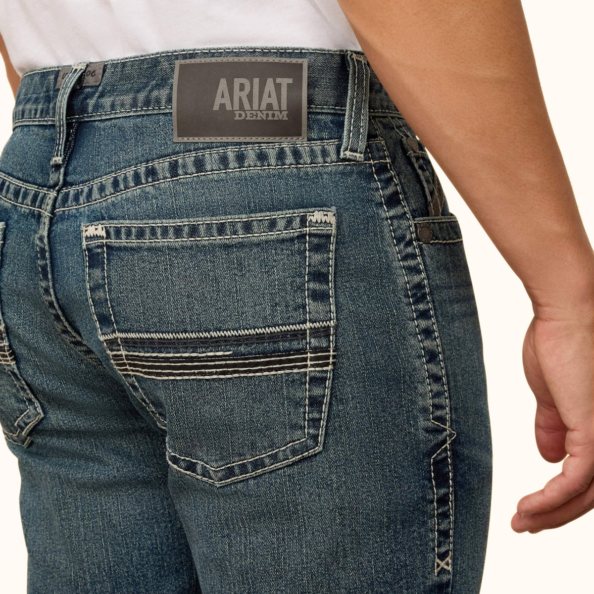 Ariat M8 Slim Mike Taper men’s jeans back pocket view