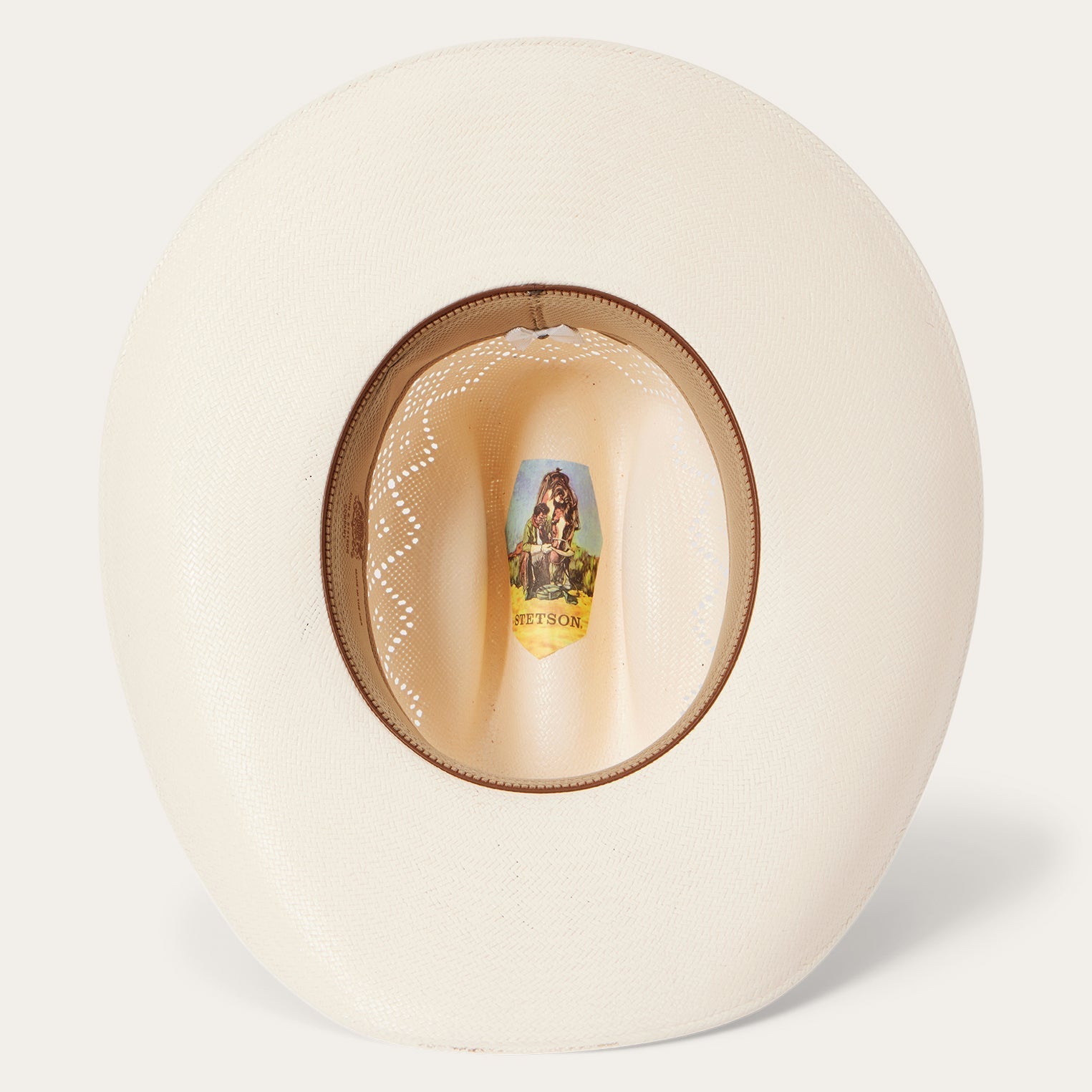 Stetson Brookwood 10X straw cowboy hat interior sweatband view
