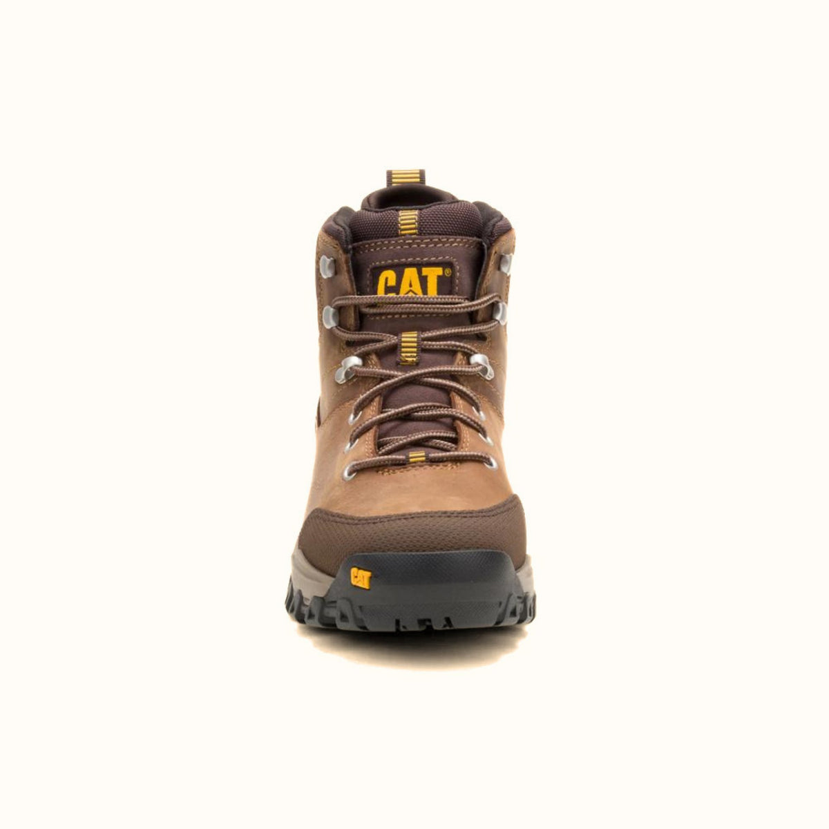 CAT Threshold Rebound men’s brown waterproof soft toe work hiker front view