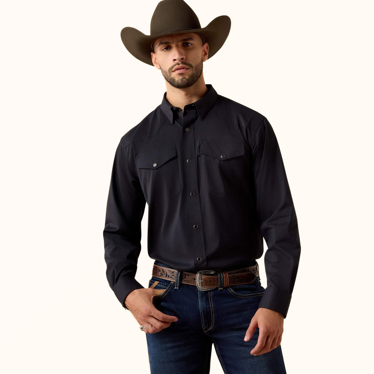 Ariat Everything Classic Fit Snap Shirt black front view