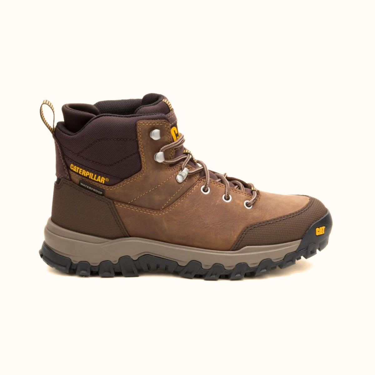 CAT Threshold Rebound men’s brown waterproof soft toe work hiker side view