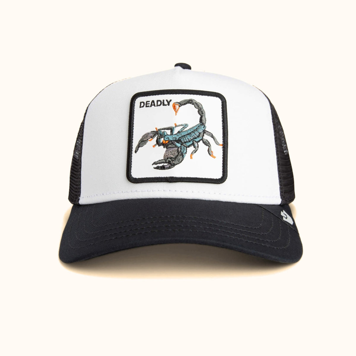 Goorin Bros. Deadly Scorpion Trucker Hat black mesh front view