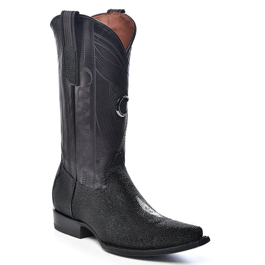 Black Stingray Laser & Embroidery Pointed Toe