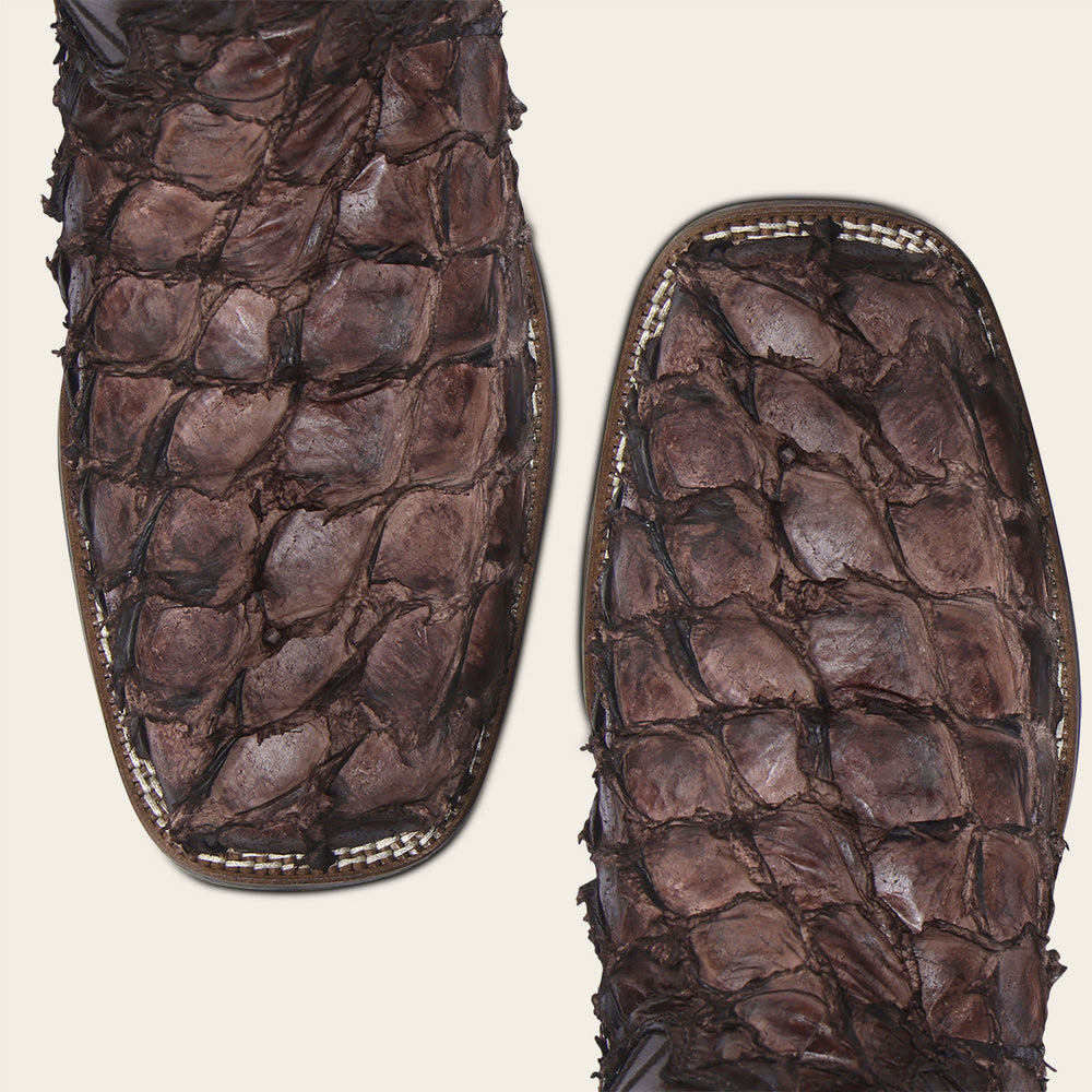Luxury Honey Rodeo Boot In Genuine Poisson And Bovine Leather