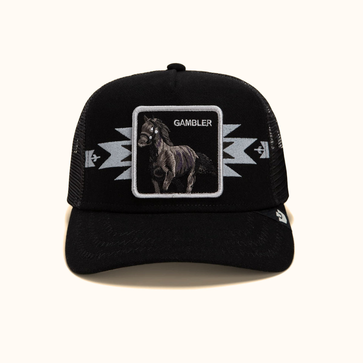 Goorin Bros. Canyon Gambler black trucker hat front view
