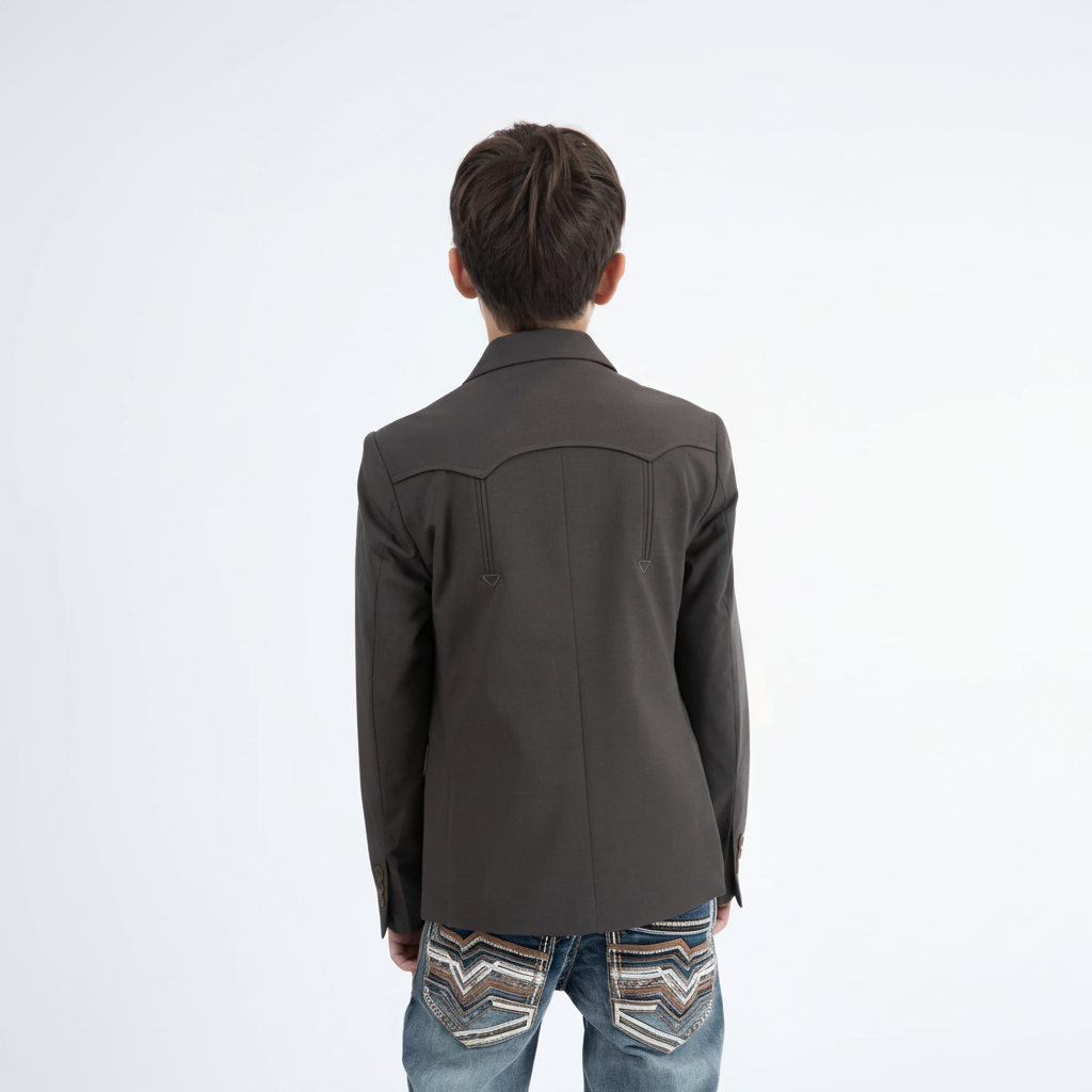 Platini Boys Western Fashion Brown Blazer back view
