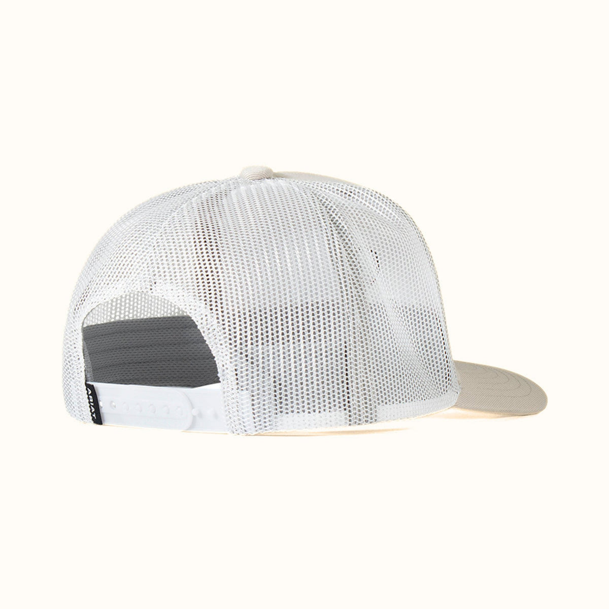 Ariat men’s beige Southwestern patch trucker cap back view
