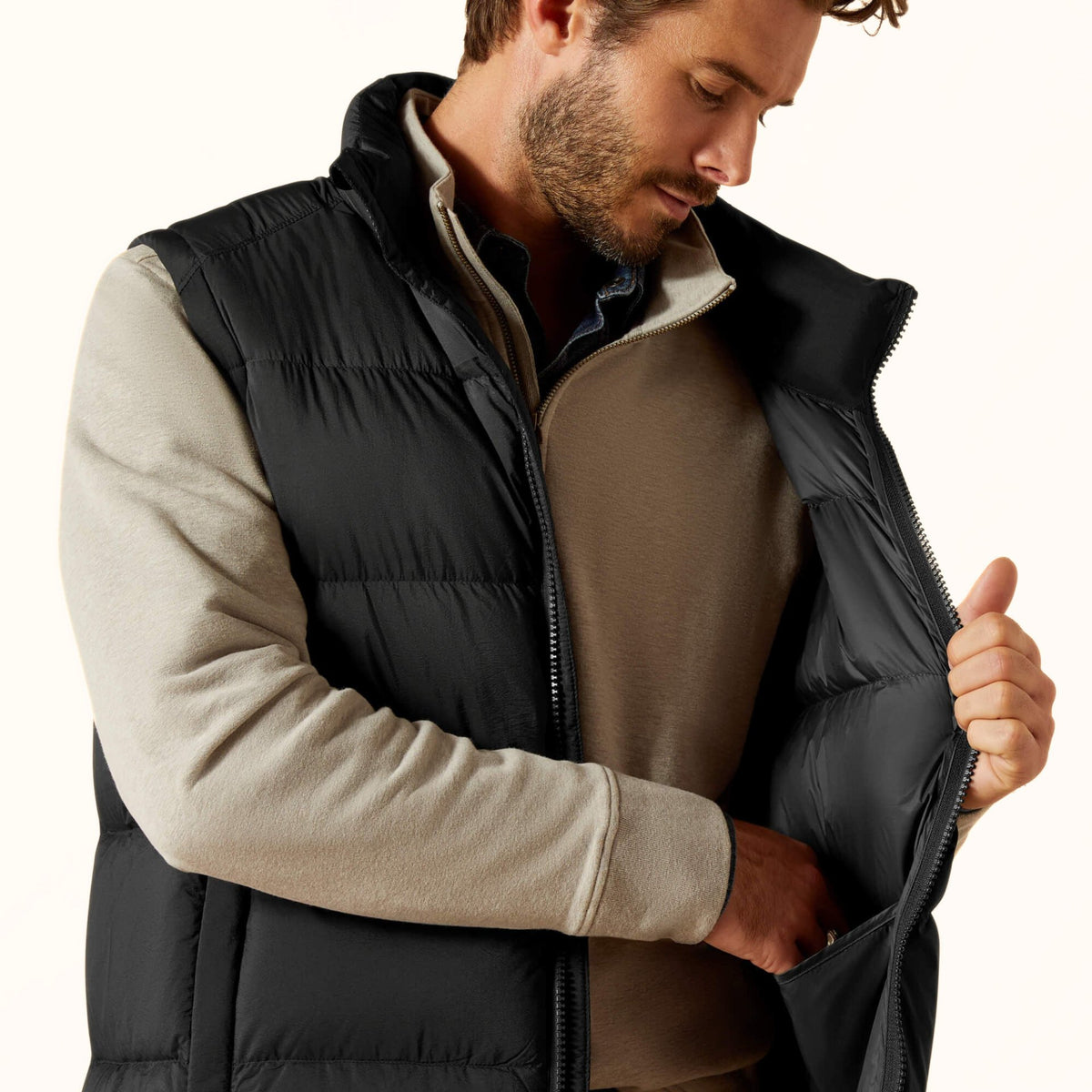 Ariat UltraPuff Down Vest in black front open view