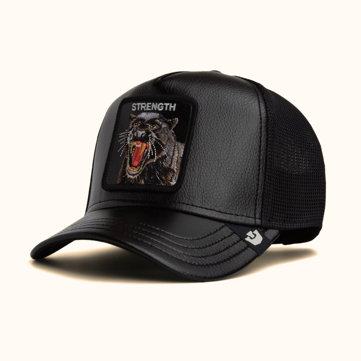 Goorin Bros. Faux Leather Panther Trucker Hat black angle view