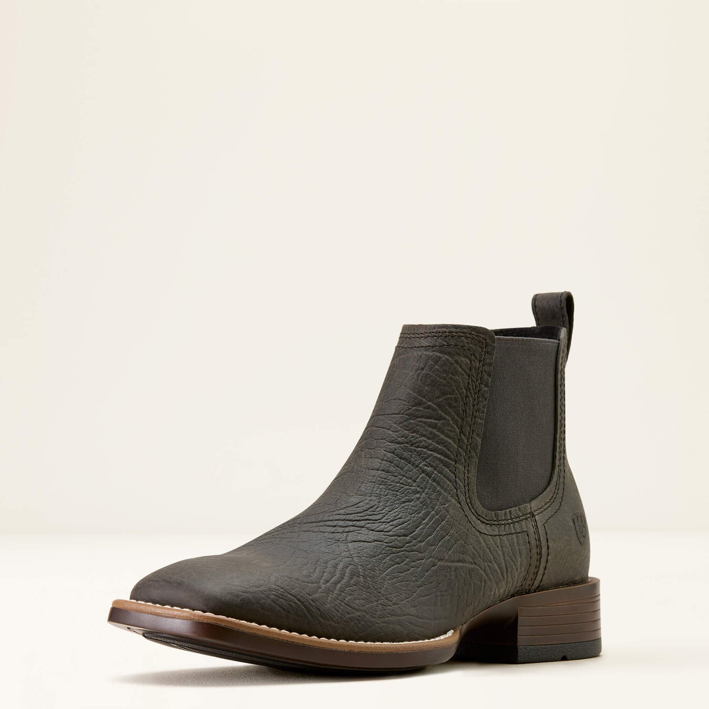 Ariat Booker Chelsea Wide Square Toe Western Boot gray leather front angle view