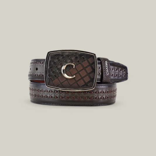 Cuadra Over Black Laser & Woven Belt front view