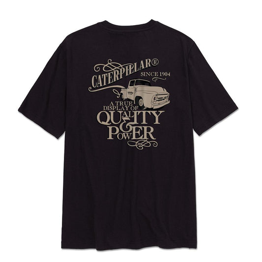 CAT Basic Anthra graphic tee for men in black with front logo print