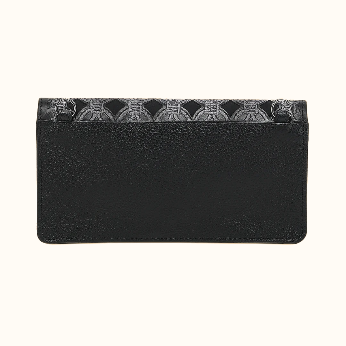 Cuadra women’s black embroidered leather wallet back view