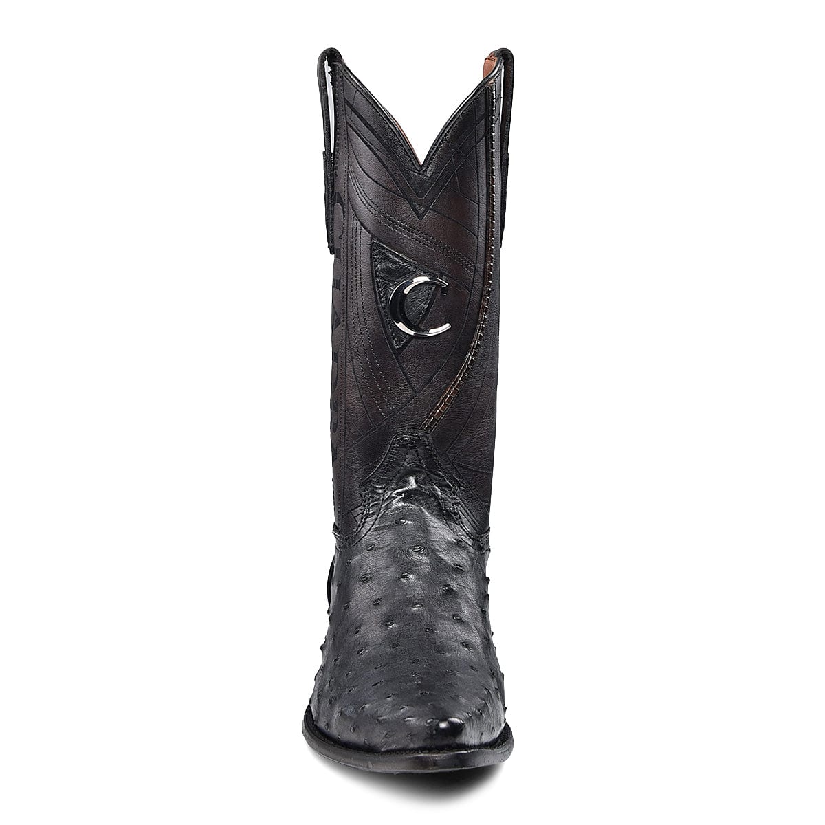 Black Ostrich Laser & Embroidery Snip Toe