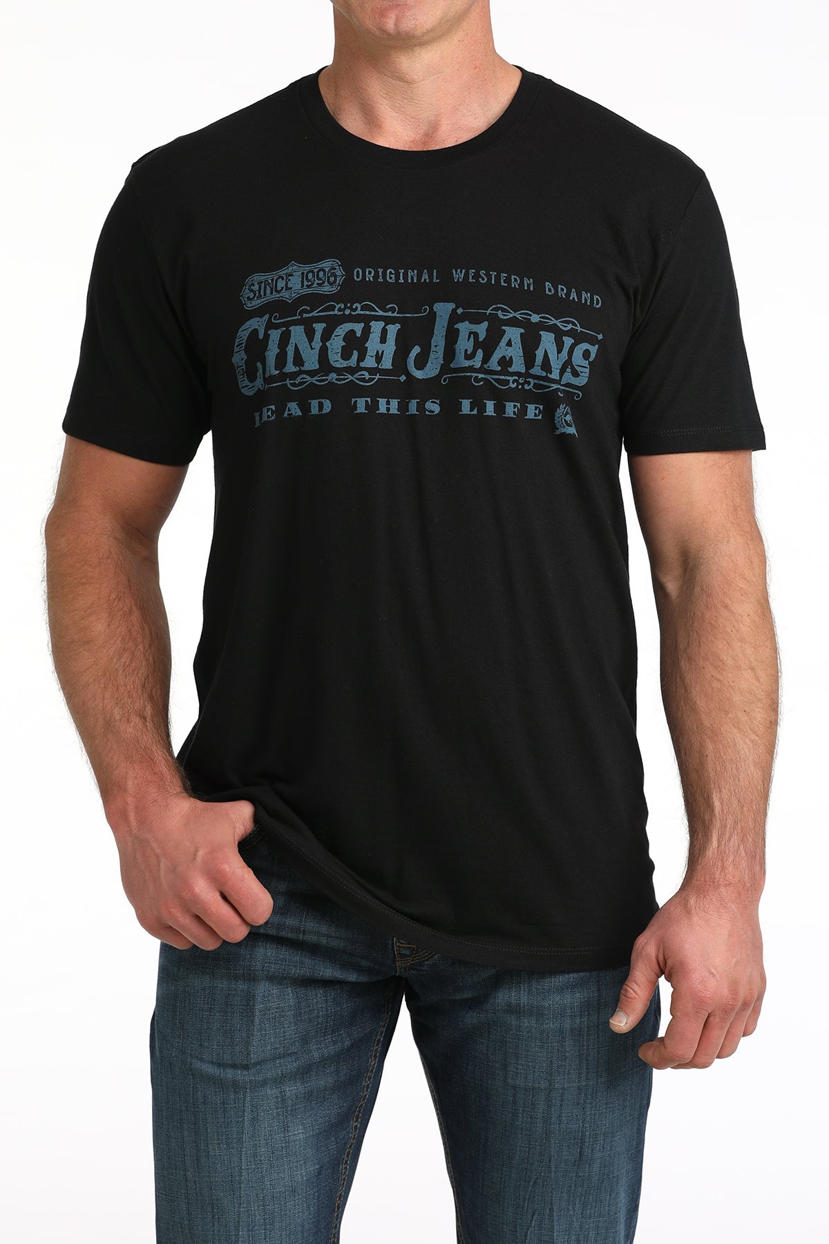 Cinch Western Logo Short Sleeve Tee model front view