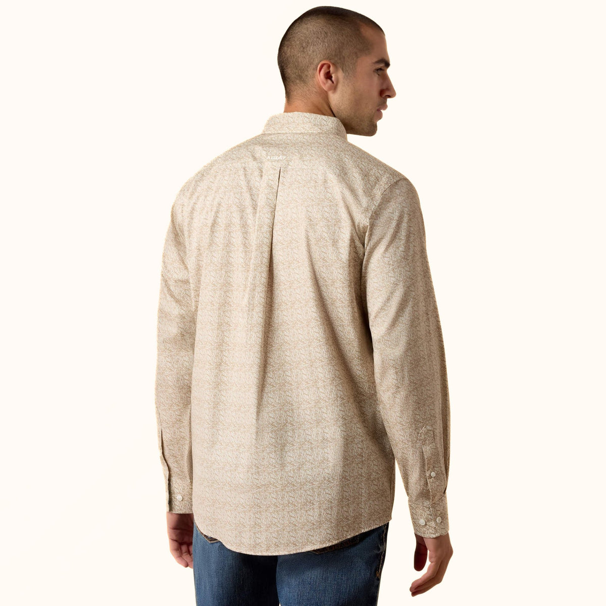 Ariat Wrinkle Free Bartlett Classic Fit Shirt in tan back view