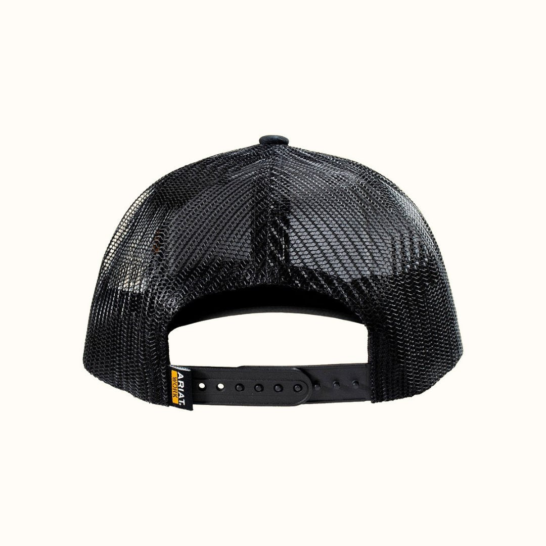 Ariat Work Hard Live Free black trucker cap back view
