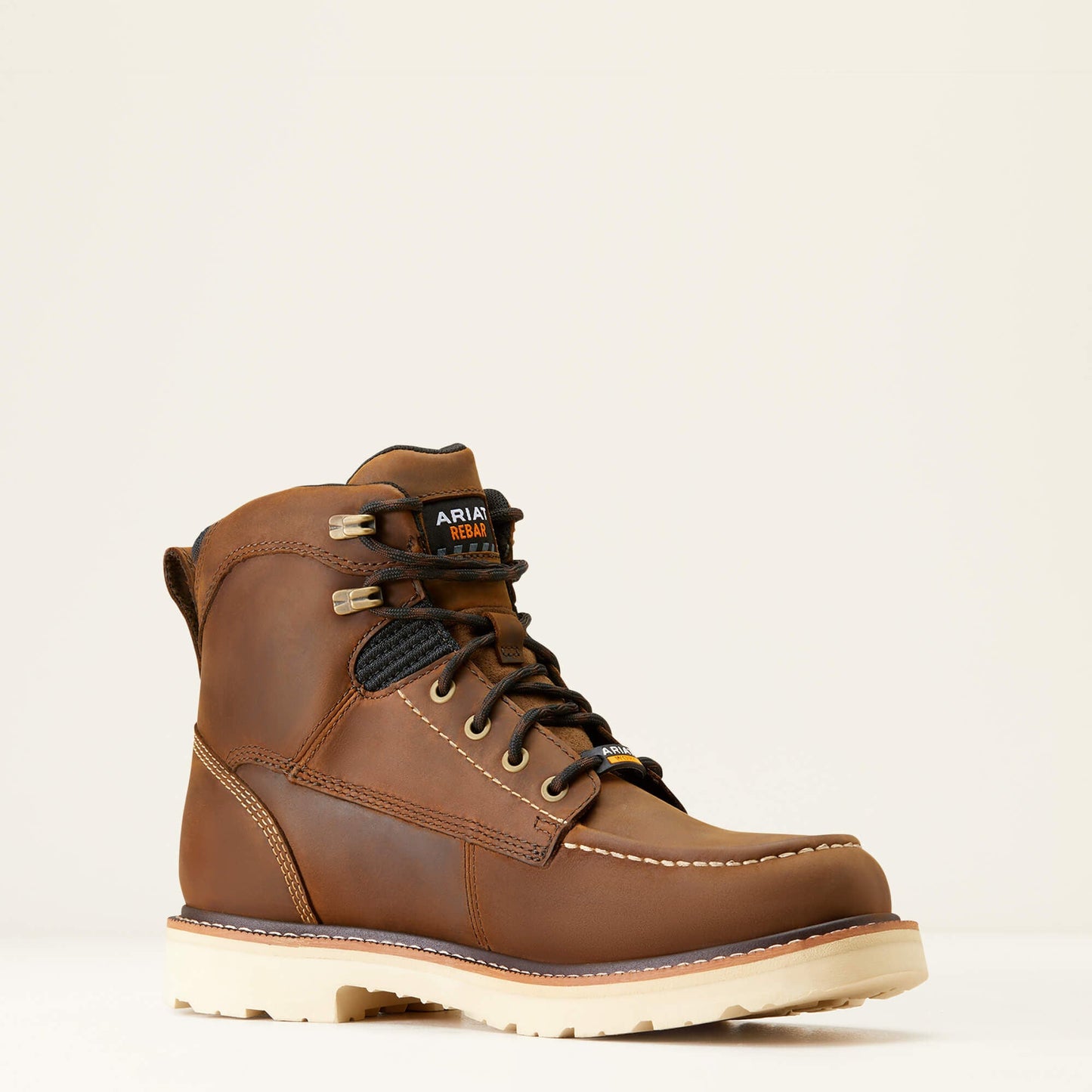 Ariat Rebar Lift 6 inch Waterproof Work Boot opposite side view in brown leather