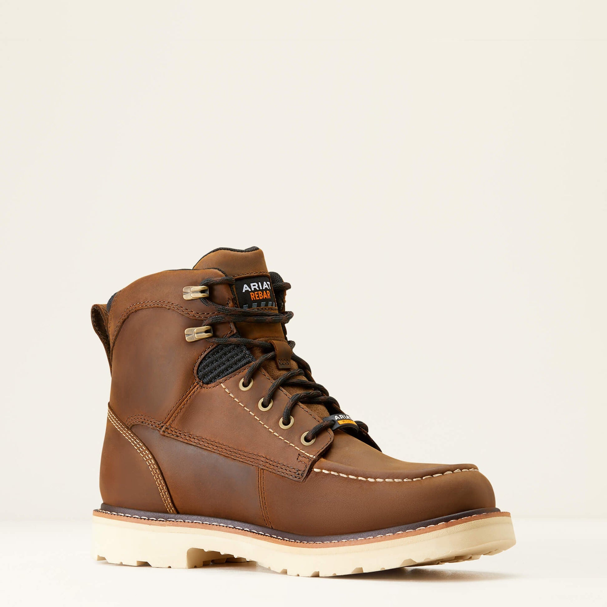 Ariat Rebar Lift 6 inch Waterproof Work Boot opposite side view in brown leather