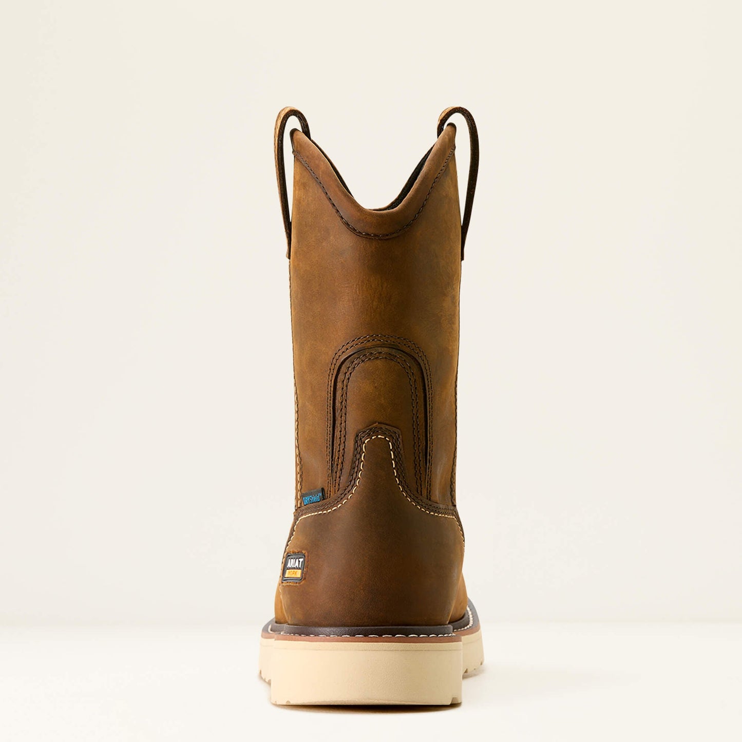 Ariat Rebar Wedge Pull-On Waterproof Work Boot back view with pull holes