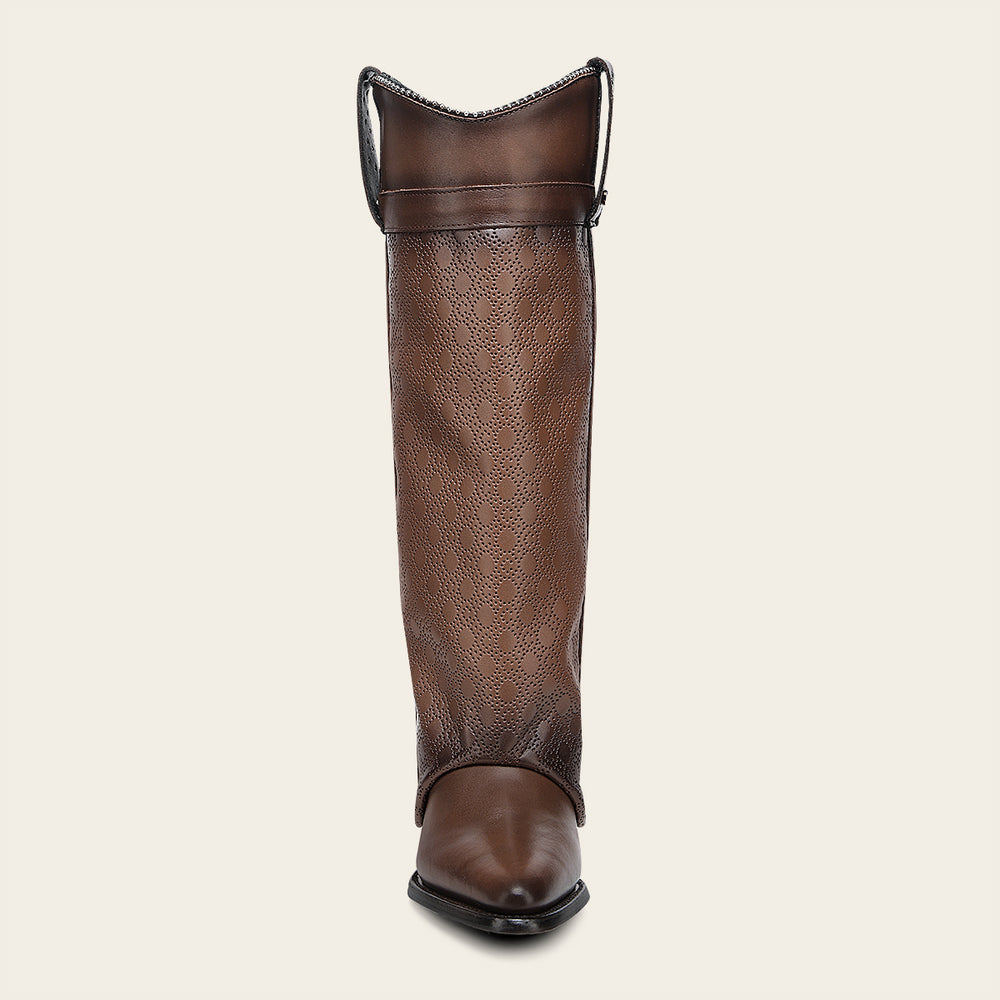 Foldable Western Boot In Genuine Bovine Leather With Perforated Shaft