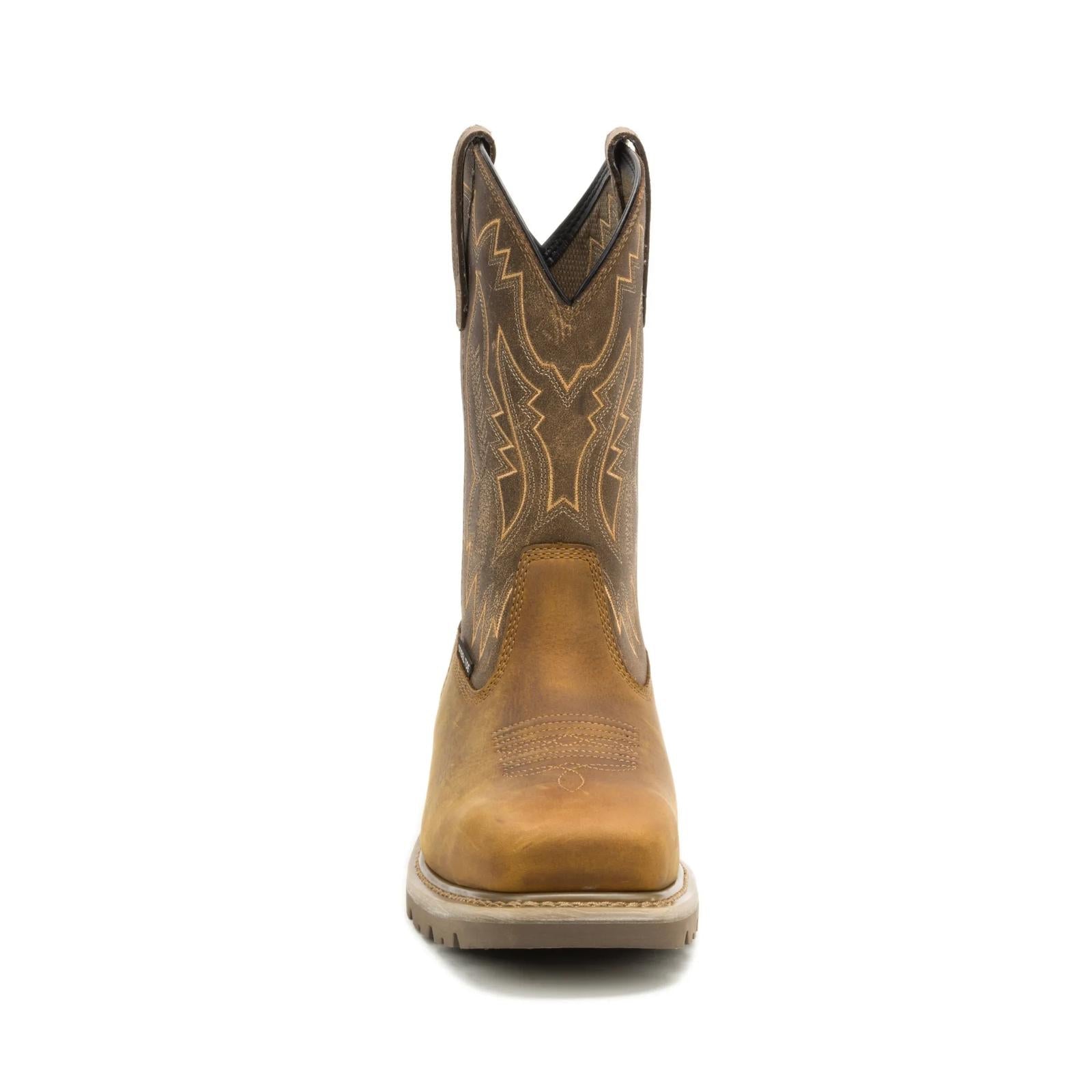 CAT Colorado Frontier Steel Toe Boot front view showing broad square toe