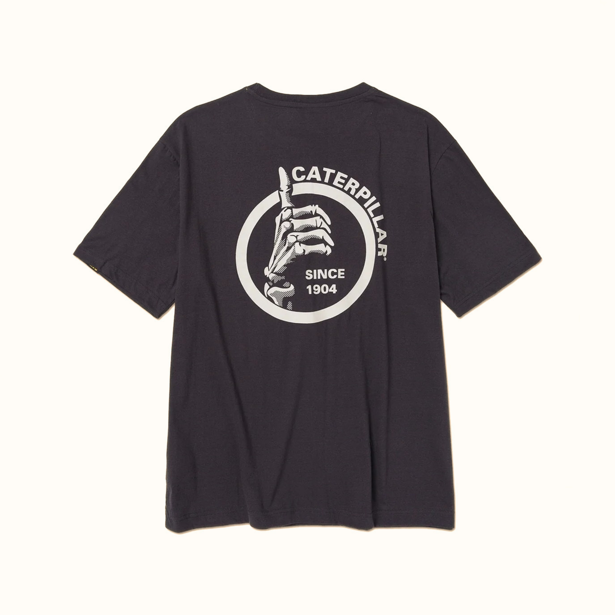 CAT Thumbs Up men’s black graphic T-shirt back view