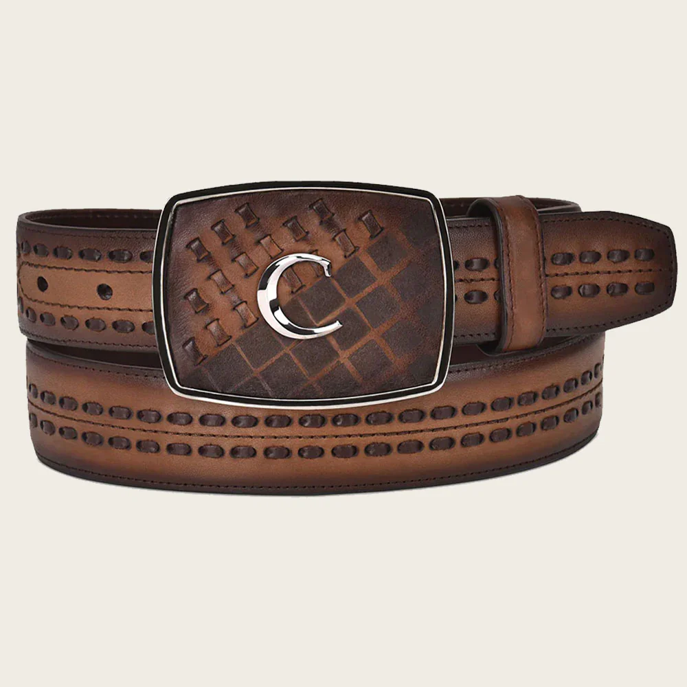 Cinturón bovino miel Western