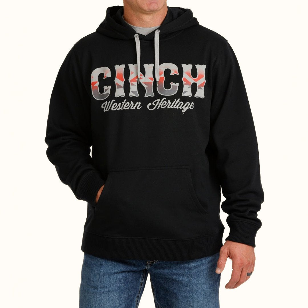 Cinch Men’s Logo Pullover Hoodie in black front view