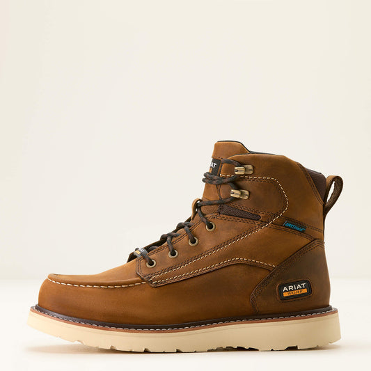 Ariat brown lace-up work boot side view